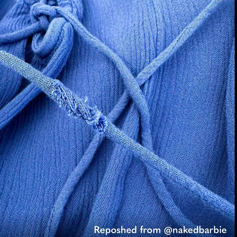 Free People Adelaide Embroidered Shift Mini Dress Ocean Blue Size XS - Picture 12 of 12